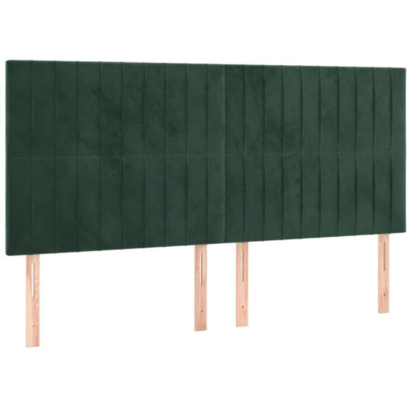 Ramsäng med madrass & LED mörkgrön 200x200 cm sammet
