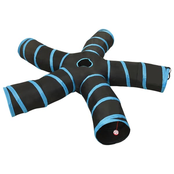 5-vägs kattunnel svart och blå 25 cm polyester