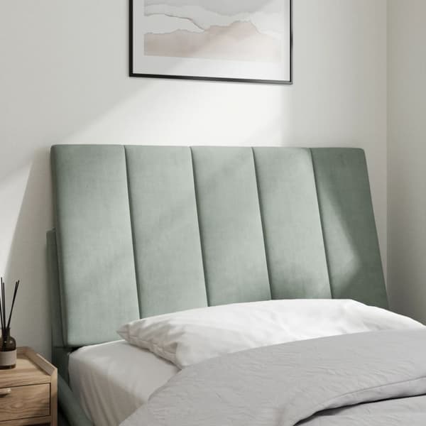 Headboard Cushion "Hanko" Light Grey 80 cm Velvet