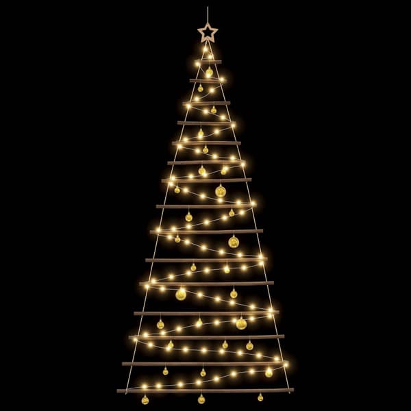 Hängande julgran med kulor 210 cm 130 LED-lampor Varmvit