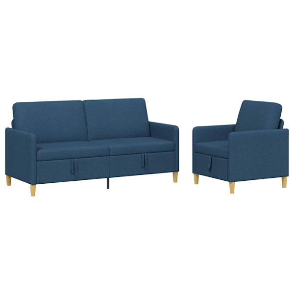 Soffgrupp med förvaring 2 pcs Blå Polyester