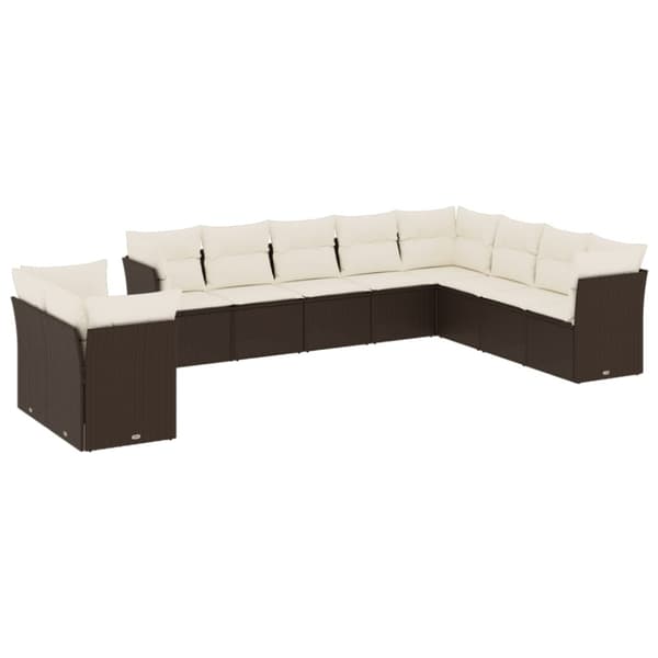 Loungegrupp 10 delar med brun dynor konstrotting