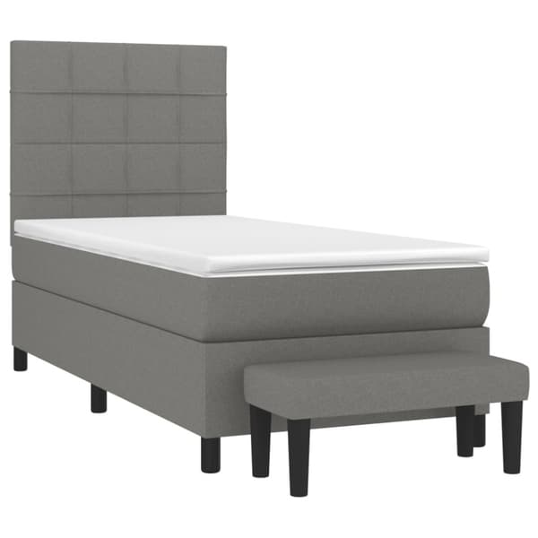 Ramsäng med madrass mörkgrå 100x200 cm tyg