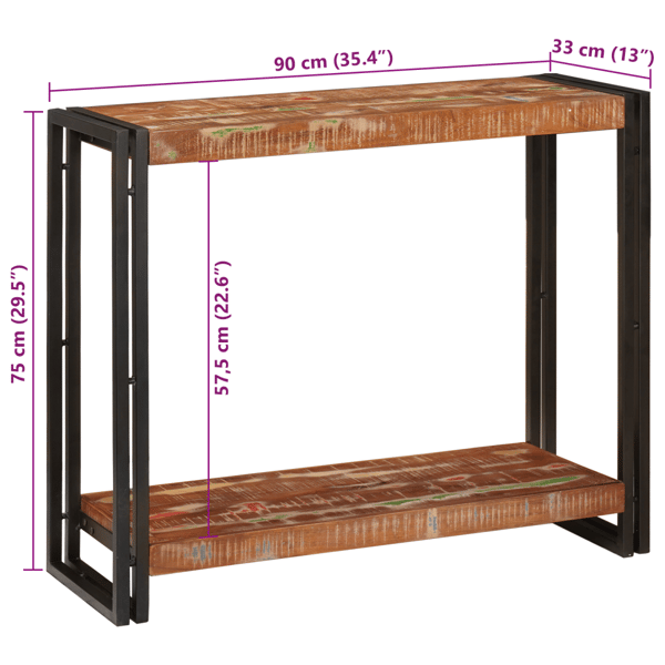 Konsolbord Flerfärgsdesign 90 x 33 x 75 cm Solid återvunnen trä