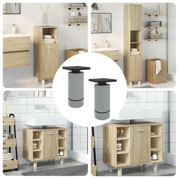 Möbelfötter Justerbar 2 pcs Vit 64 x 64 x 100 mm PP
