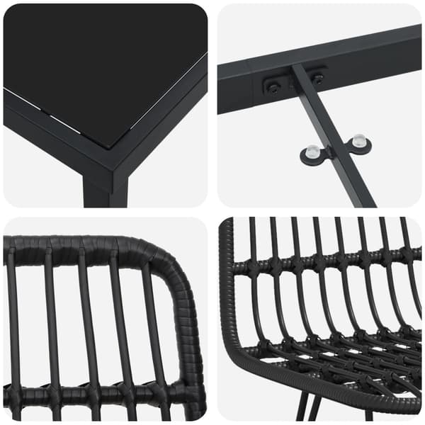 Trädgårdsmöbelset 3 pcs Svart Pulverlackerat stål