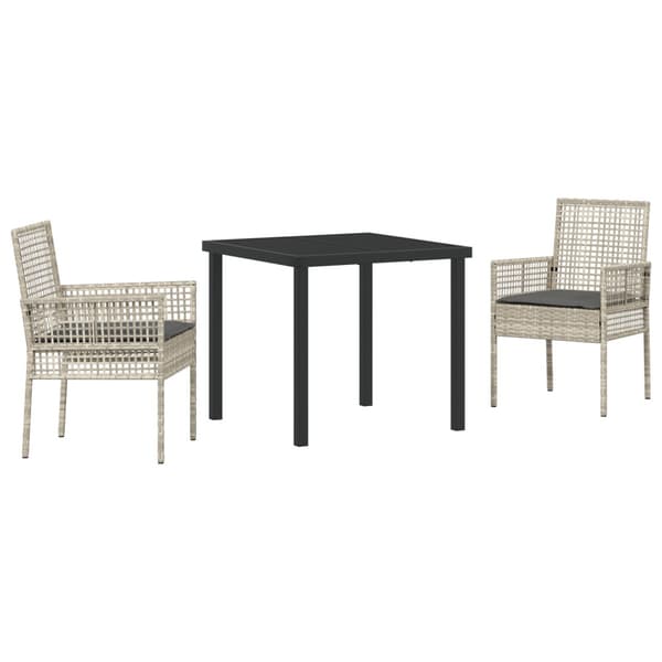 Trädgårdsmöbelset med kudde 3 pcs Ljusgrå konstrotting