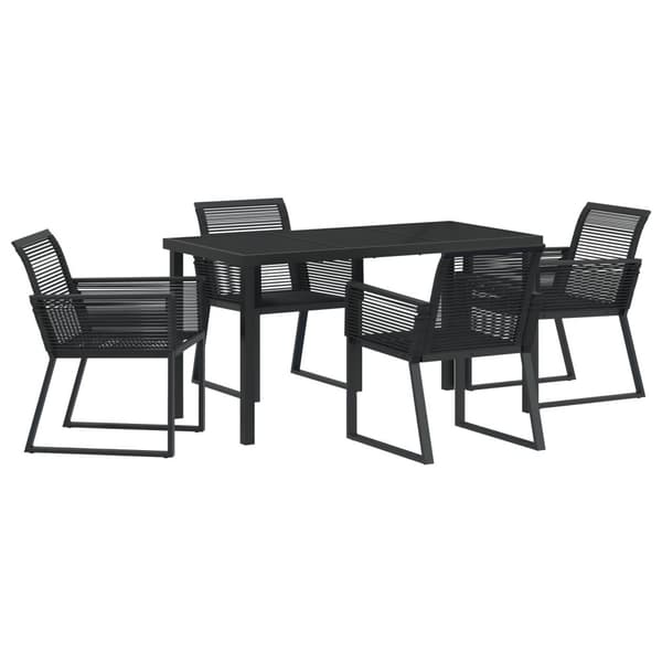 Trädgårdsmöbelset 5 pcs Svart Pulverlackerat stål