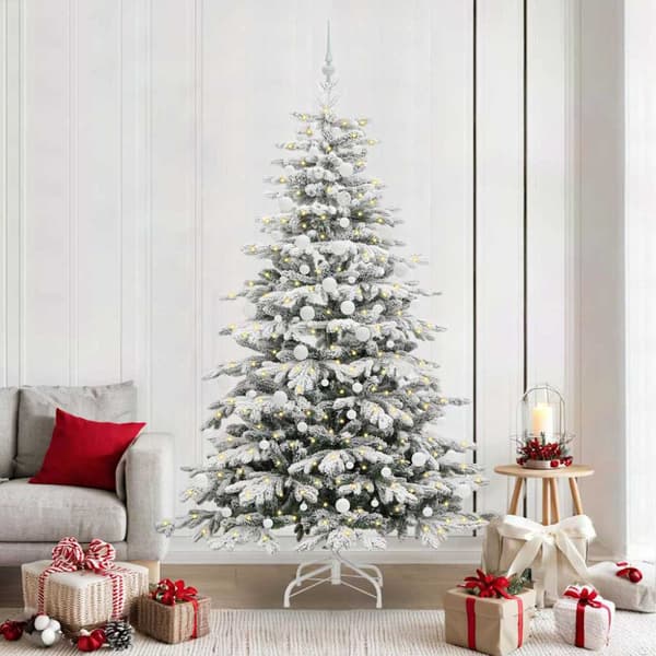 Plast Hingad Julgran med LED -remsljus Vit 210 cm PE och PVC