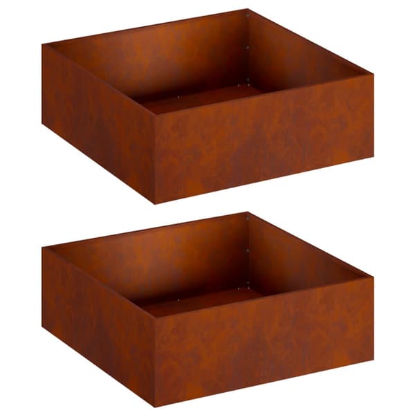 Trädgårdsplanterare 2 st Rostig 60 x 60 x 20 cm