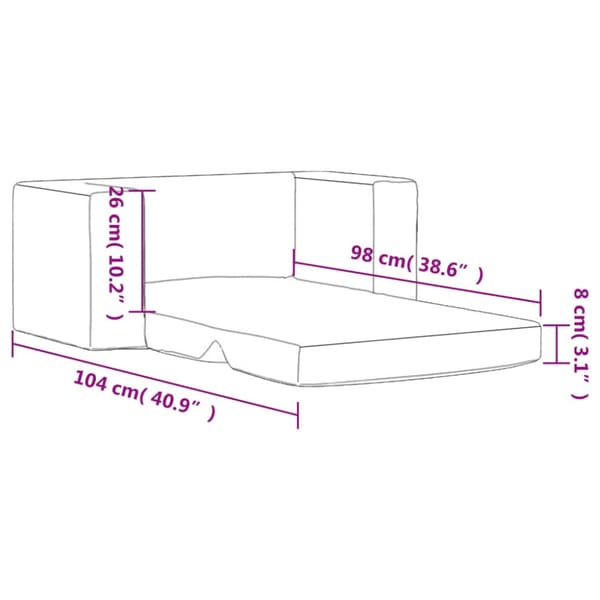 Bäddsoffa för barn 2-sits antracit mjuk plysch