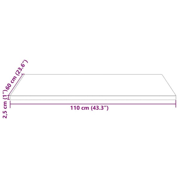 Bordsskiva 110x60x2,5 cm massiv furu rektangulär