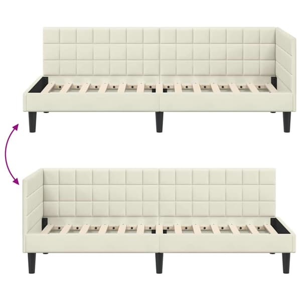 Hörn Sängram med huvudgavel Kräm 80 cm x 200 cm Sammet