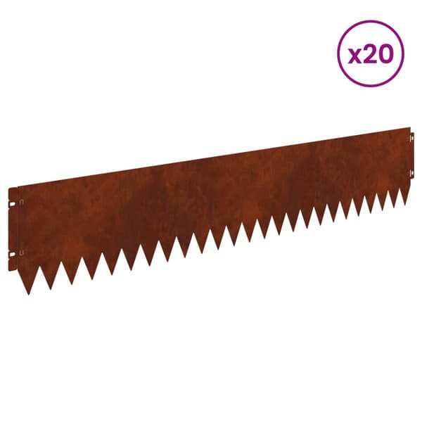 Kant för gräsmatta 20 pcs 103 x 20 cm Stål Rostig