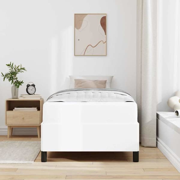 Sängram med madrass Vit 100 x 200 cm tyg