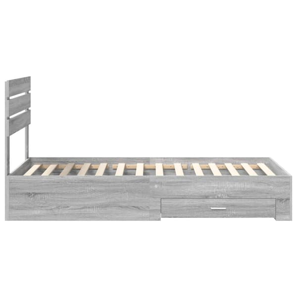 Sängram Grå Sonoma och Silver 75 x 190 cm Konstruerat trä