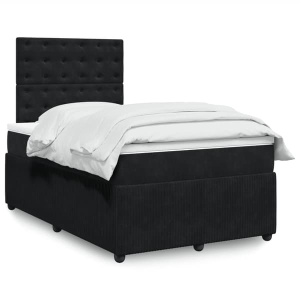 Ramsäng med madrass svart 120x190 cm sammet