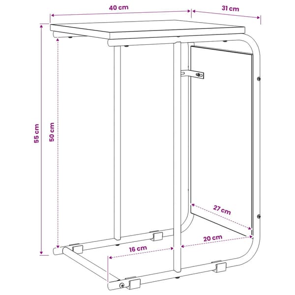 Sidobord Svart ek 40 x 31 x 55 cm Konstruerat trä