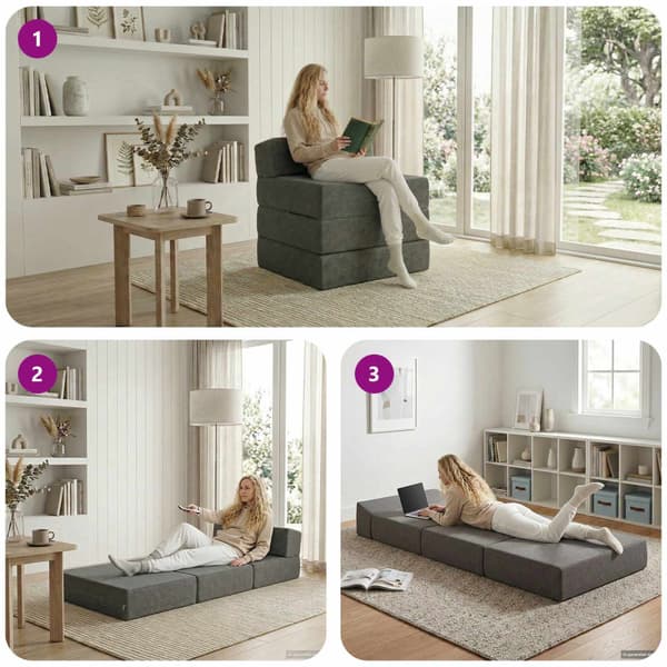 Fällbar Soffbed Ljusgrå 200 x 70 x 10 cm Tyg