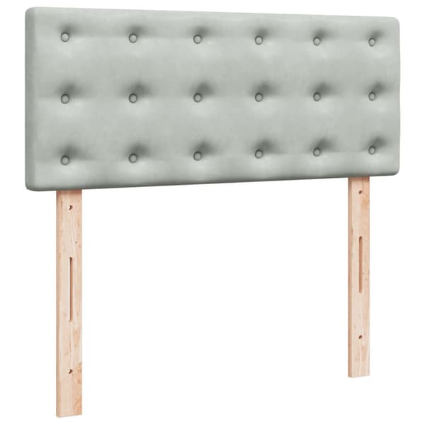 Ramsäng med madrass ljusgrå 120x200 cm sammet