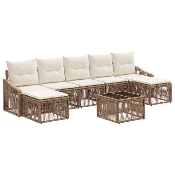 Trädgårdsoffset 8 pcs Beige konstrotting