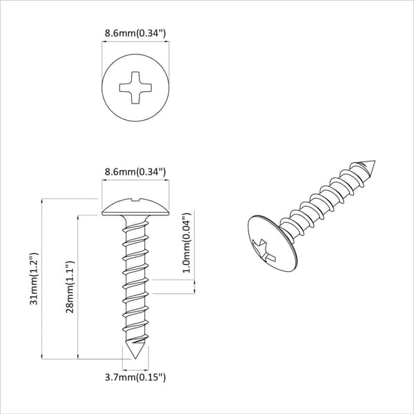 Träskruv 8182 pcs Silver M4 x 28 mm Järn