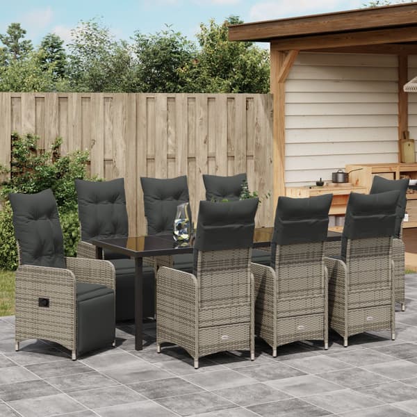 Trädgårdsmöbelset 9 pcs Beige konstrotting