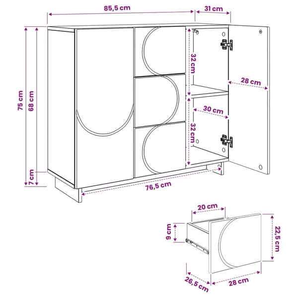 Sideboard Svart 85.5 x 31 x 75 cm Konstruerat trä
