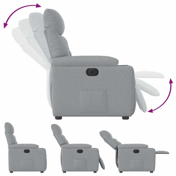 Elektrisk reclinerfåtölj ljusgrå tyg