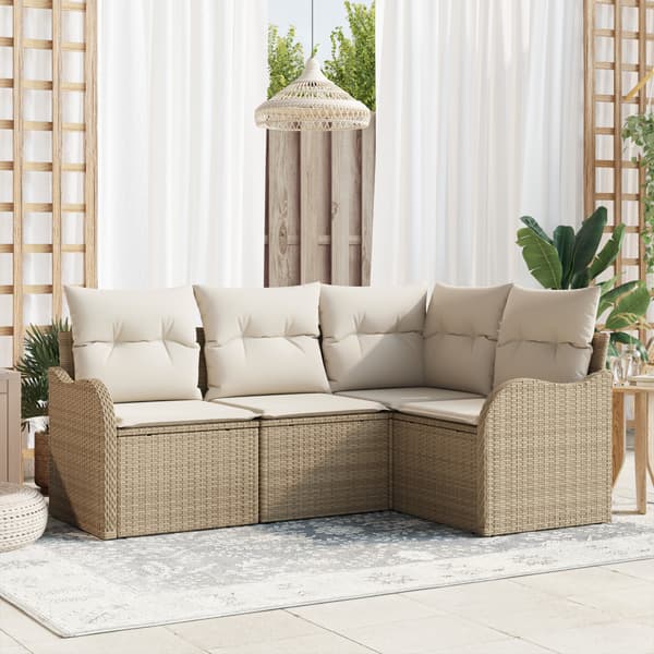 Trädgårdsoffset 4 st Beige konstrotting