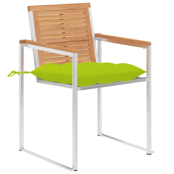 Trädgårdsstolar 2 st med dynor massiv teak och stål