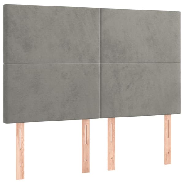 Ramsäng med madrass ljusgrå 140x200 cm sammet