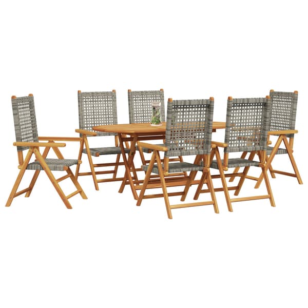 Trädgårdsmöbelset 7 pcs Grå Massivt Akaciaträ