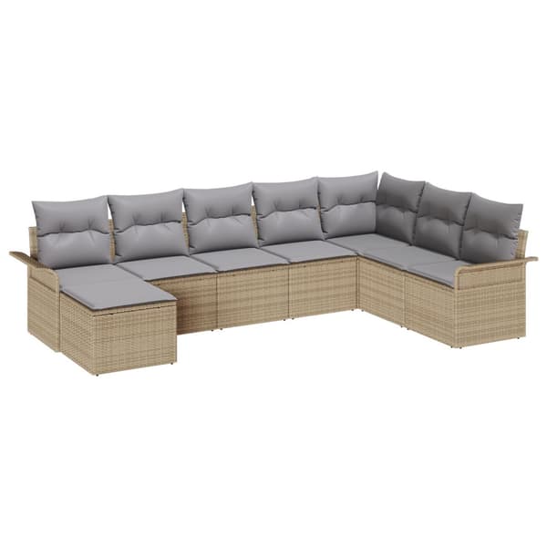 Trädgårdsoffset med kudde 8 pcs Beige konstrotting