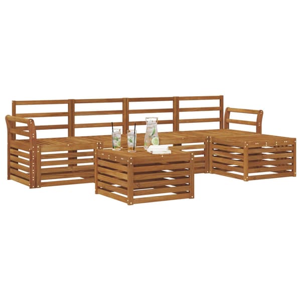 Utomhussoffset 6 pcs Naturfärg Massivt Akaciaträ