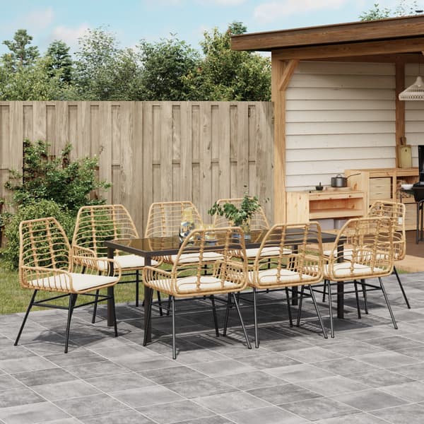Trädgårdsmöbelset 9 pcs Brun konstrotting