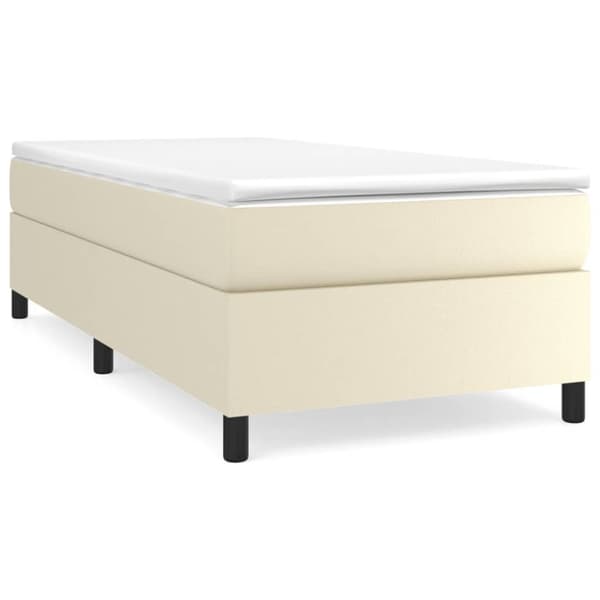 Ramsäng med madrass gräddvit 90x190cm konstläder