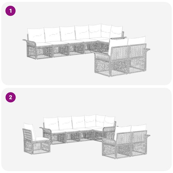 Trädgårdsoffset 8 pcs Grå konstrotting