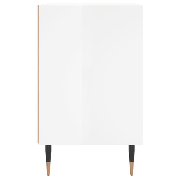 Sängbord vit högglans 40x30x50 cm konstruerat trä