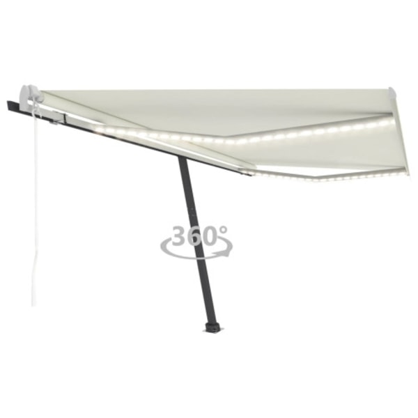 Automatisk markis med vindsensor & LED 400x350 cm gräddvit