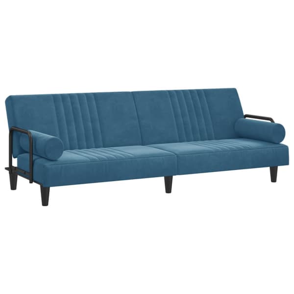Bäddsoffa med armstöd blå sammet