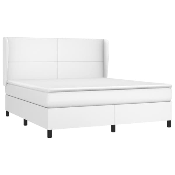 Ramsäng med madrass vit 180x200 cm konstläder