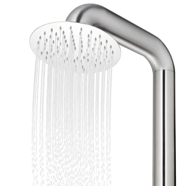 Trädgårdsdusch med brunt golv 230 cm rostfritt stål