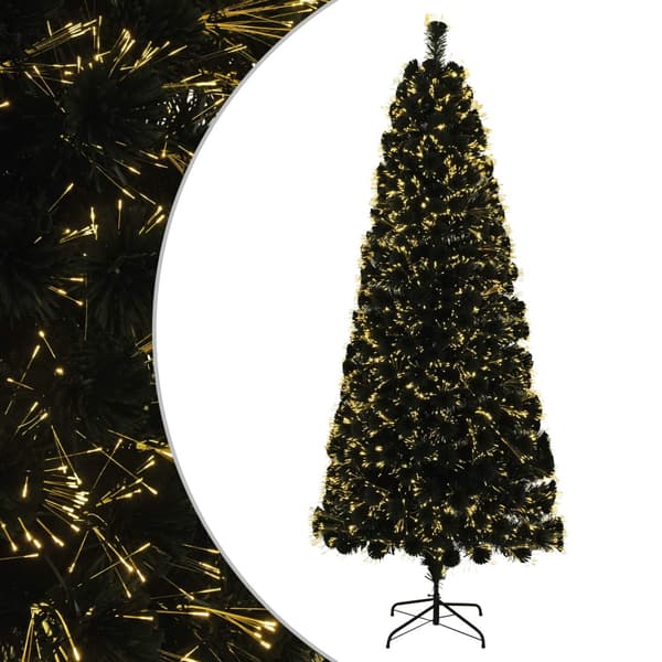 Fiberoptisk julgran 210 cm 24 LED-lampor Varmvit PVC Grön