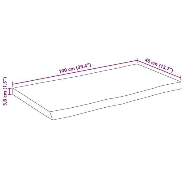 Bordsskiva 100x40x3,8 cm rektangulär massiv akacia rustik kant