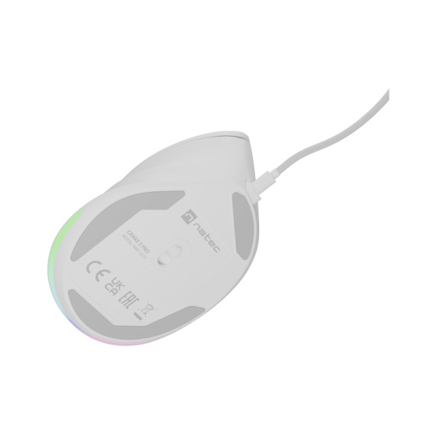 Natec CRAKE 2 PRO - vertikal mus - USB - vit