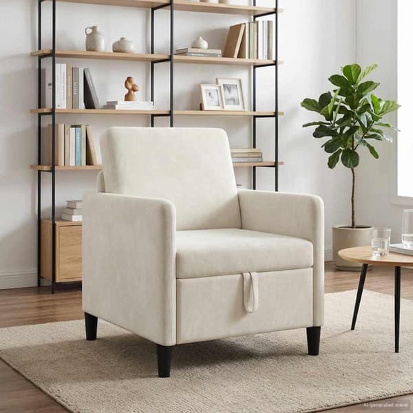Soffa med förvaring Gräddvit 72 x 78 x 87 cm Polyester