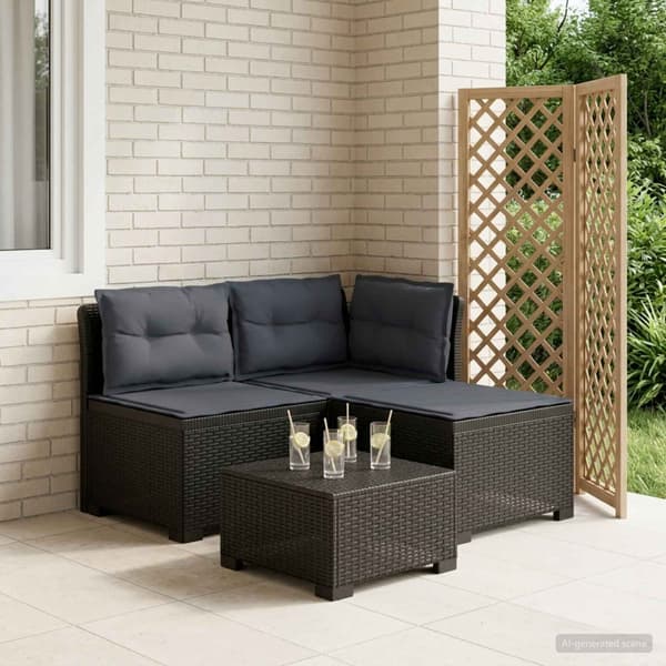 3-sits trädgårdsoffa med kuddar Rattan-look PP Antracit