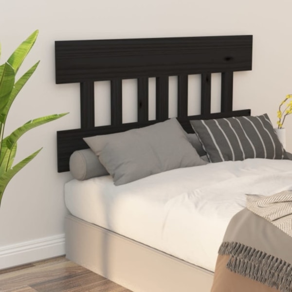 Sänggavel svart 163,5x3x81 cm massiv furu