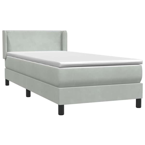 Ramsäng med madrass ljusgrå 80x220 cm sammet